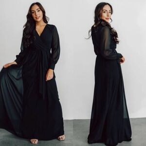 Baltic Born Black Lydia Maxi Full Length Long Sleeve Dress Plus Size XXXL NWT